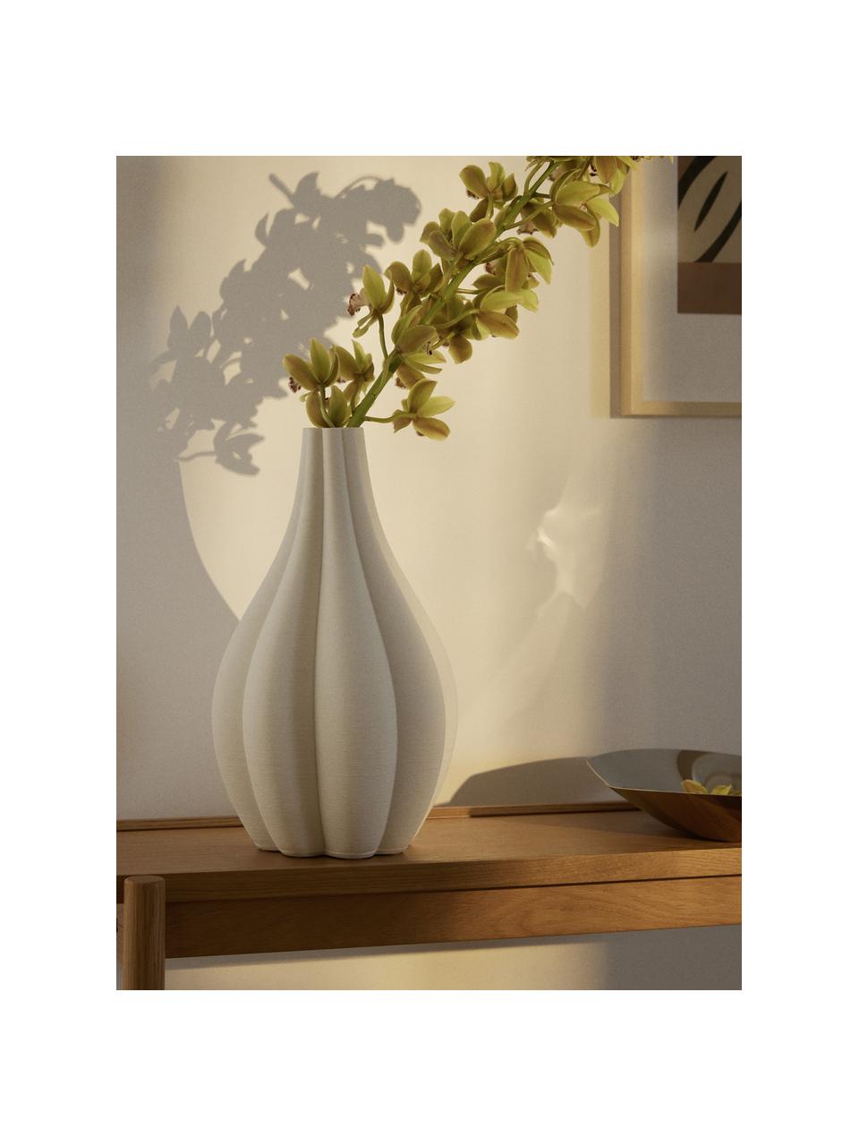 Grosse 3D gedruckte Vase Melody aus Porzellan, H 40 cm, Porzellan, Weiss, Ø 23 x H 40 cm