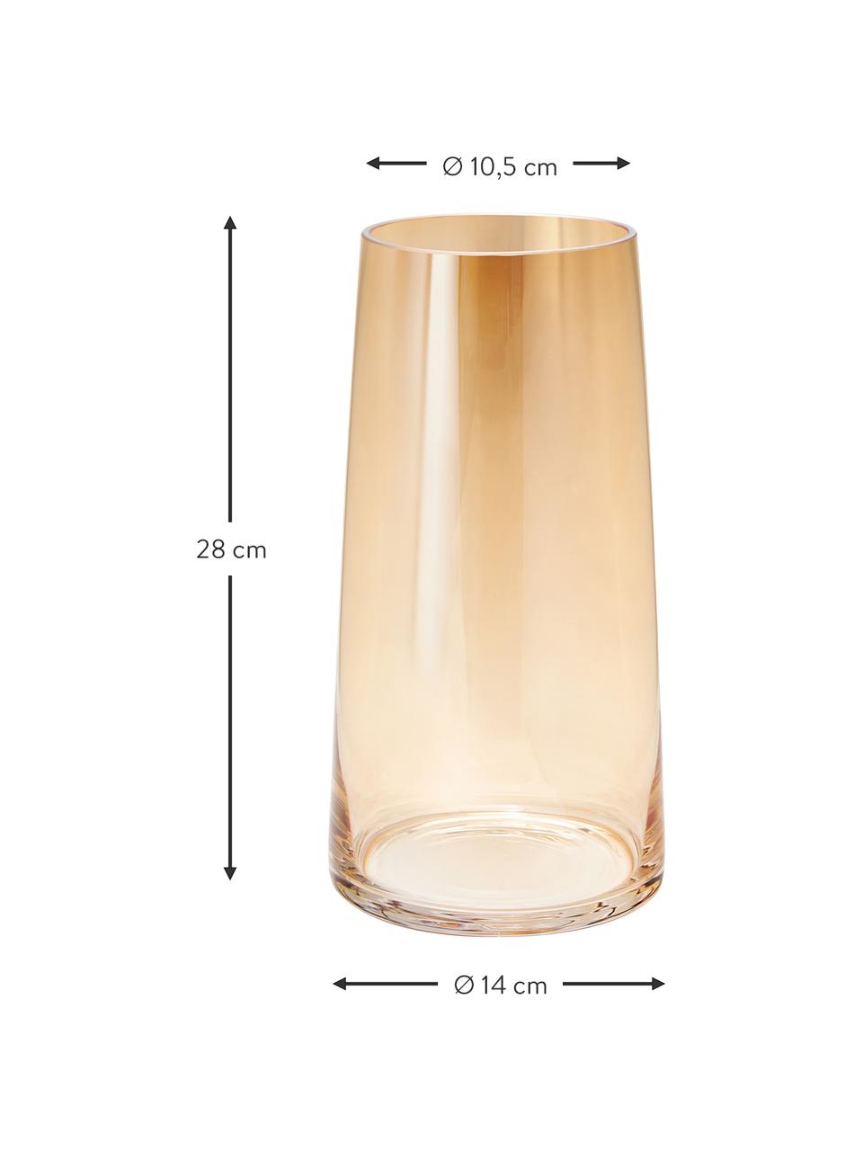 Vase en verre soufflé bouche Myla, Verre, Ambré, Ø 18 x haut. 40 cm