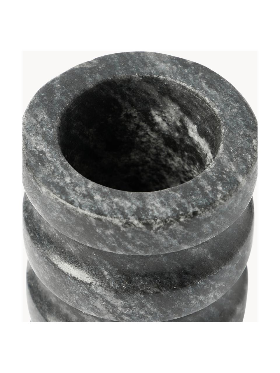 Jarrón de mármol Rio, Al 14 cm, Mármol, Mámol gris oscuro, Ø 7 x Al 14 cm