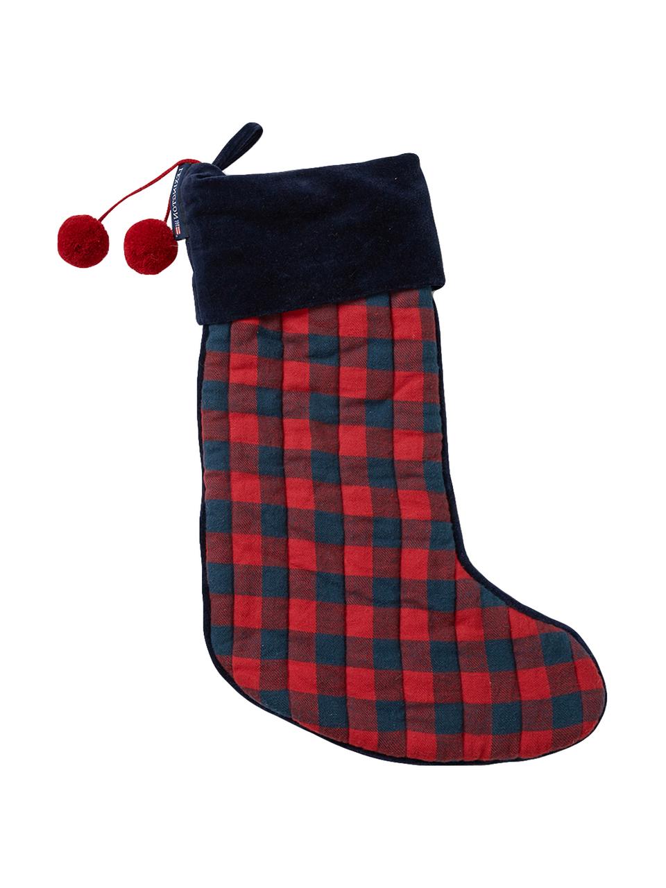 Chaussettes de Noël Holiday, Coton, Bleu foncé, rouge, long. 45 cm