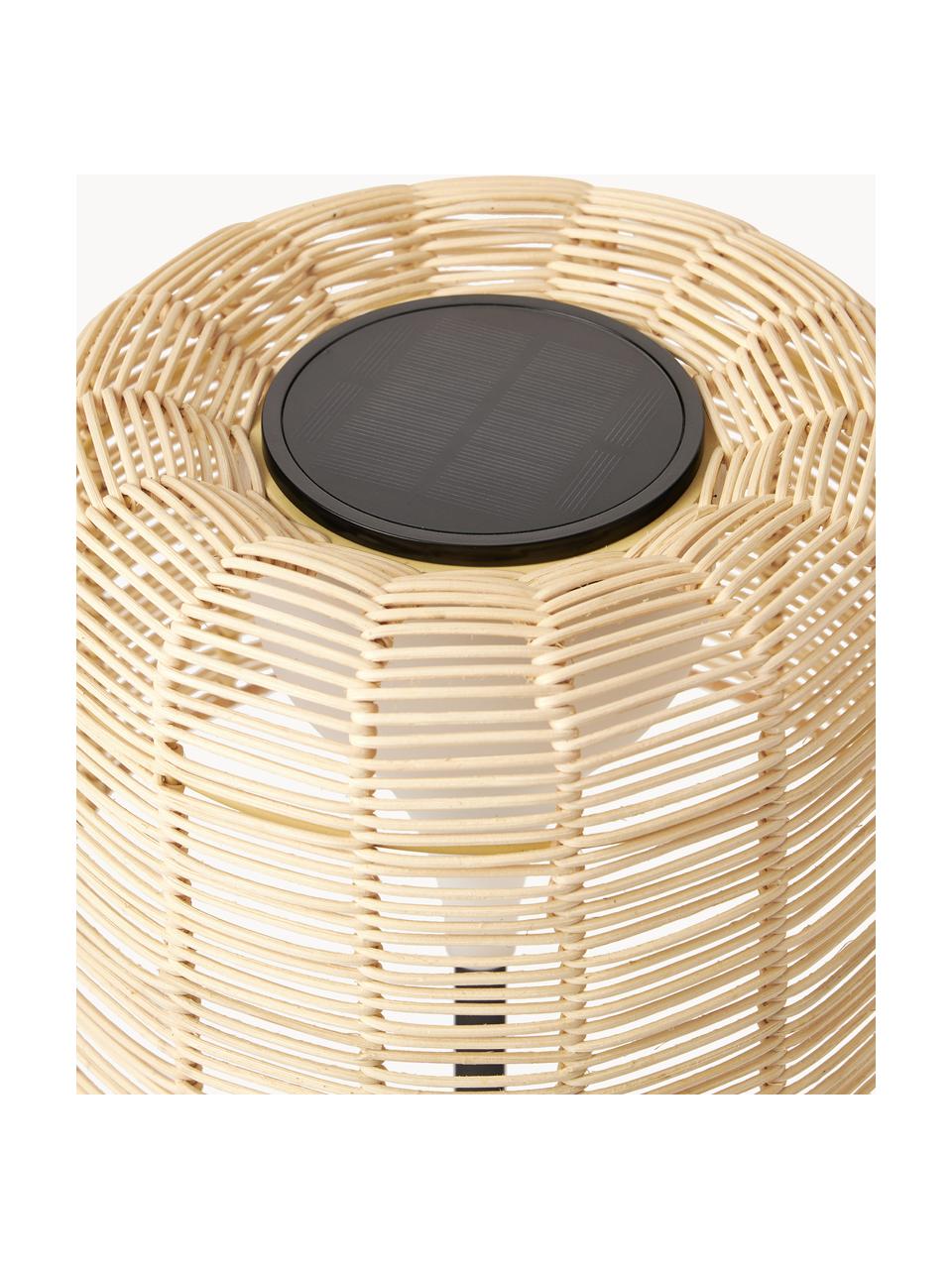 In- & Outdoor Solar LED-Lampe Kyra mit Rattanschirm, Lampenschirm: Rattan, Hellbeige, Schwarz, Ø 25 x H 48 cm