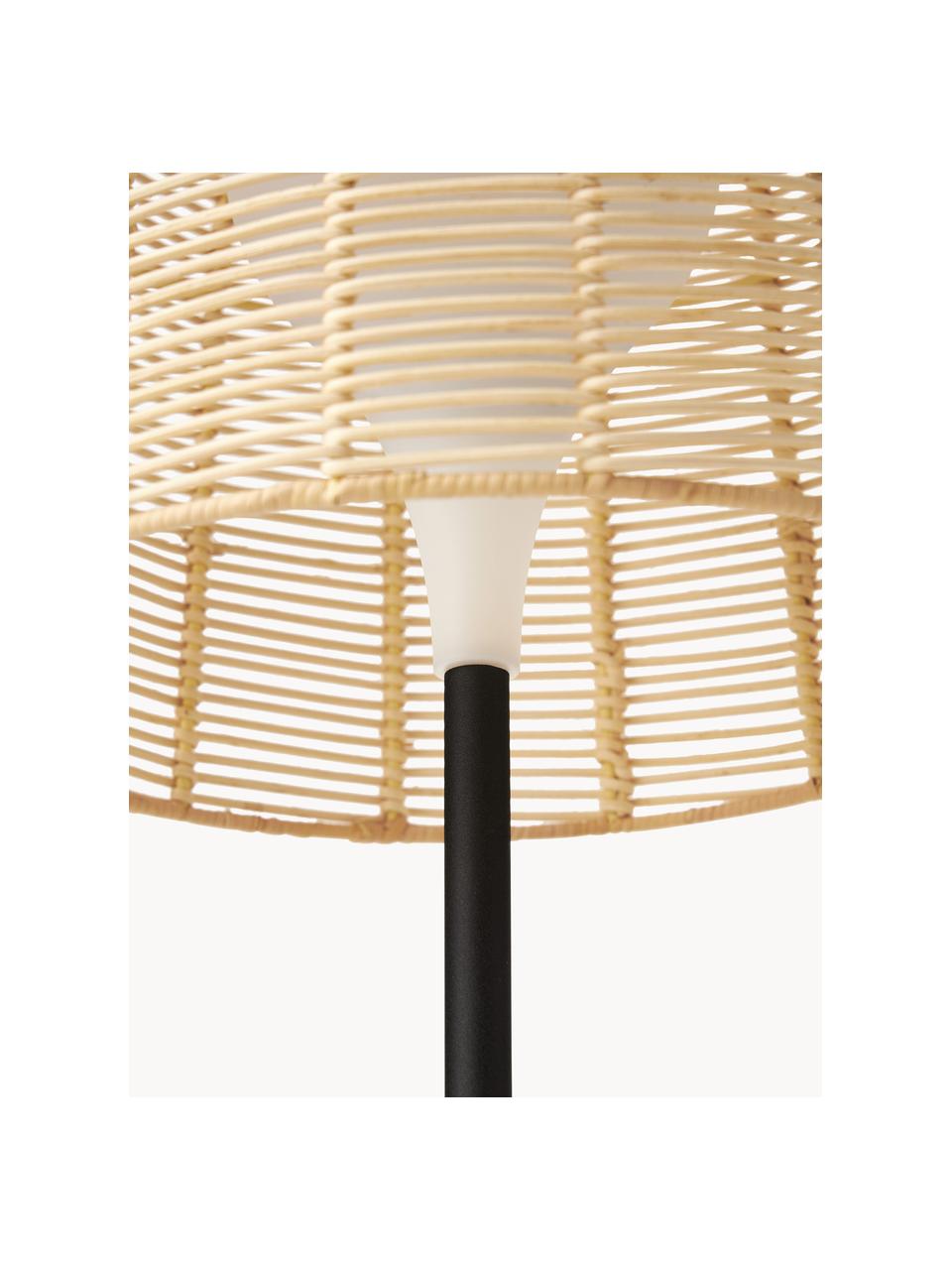 In- & Outdoor Solar LED-Lampe Kyra mit Rattanschirm, Lampenschirm: Rattan, Hellbeige, Schwarz, Ø 25 x H 48 cm