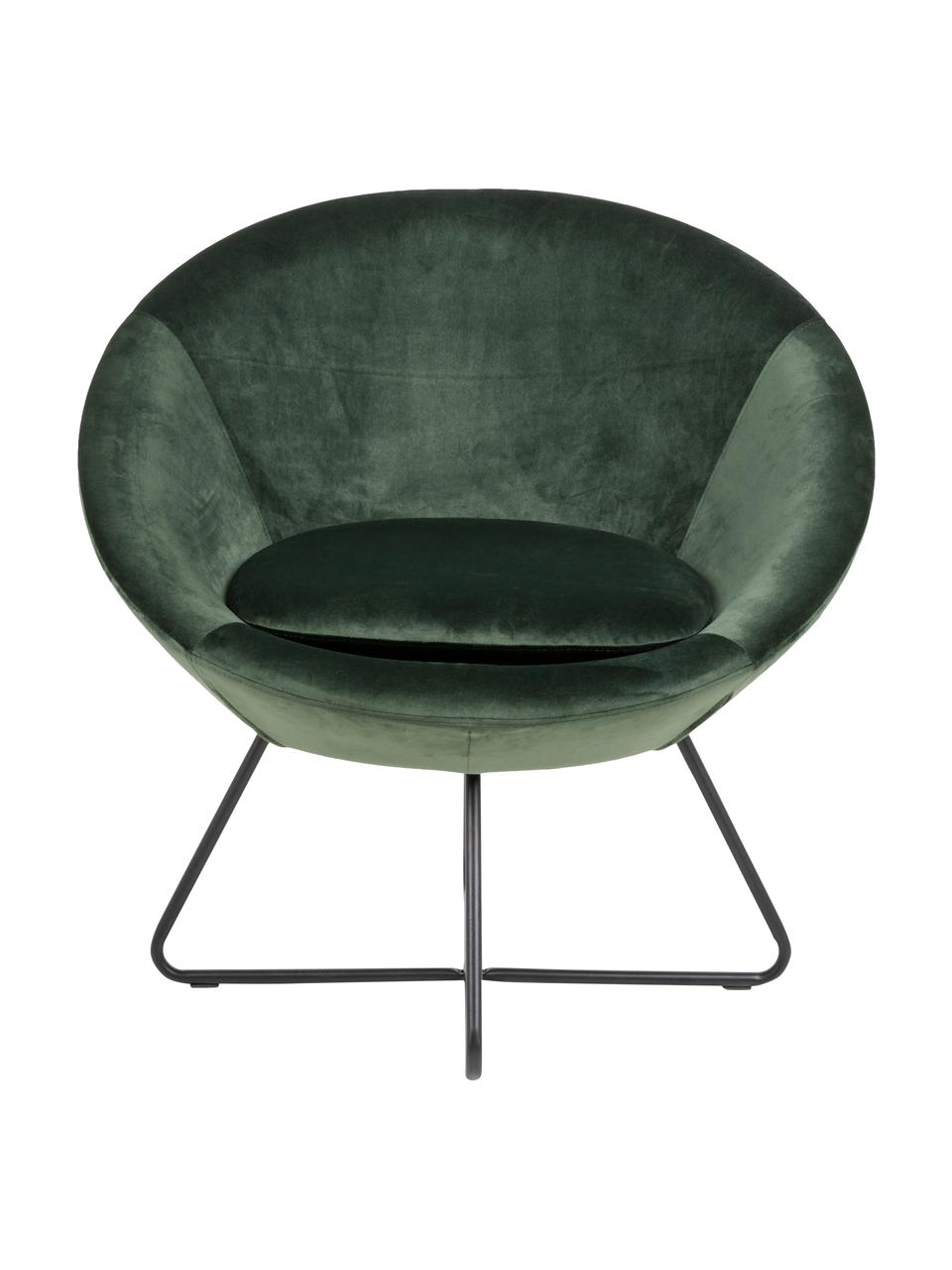 Sillón cóctel de terciopelo Center, Tapizado: terciopelo de poliéster A, Estructura: metal con pintura en polv, Terciopelo verde profundo, An 82 x F 71 cm