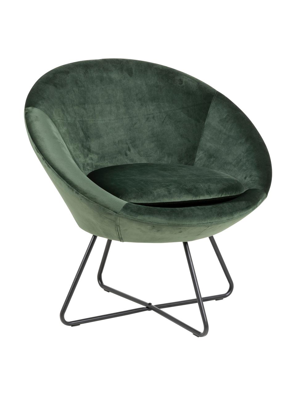 Sametové koktejlové křeslo Center, Lesní zelená, Š 82 cm, H 71 cm