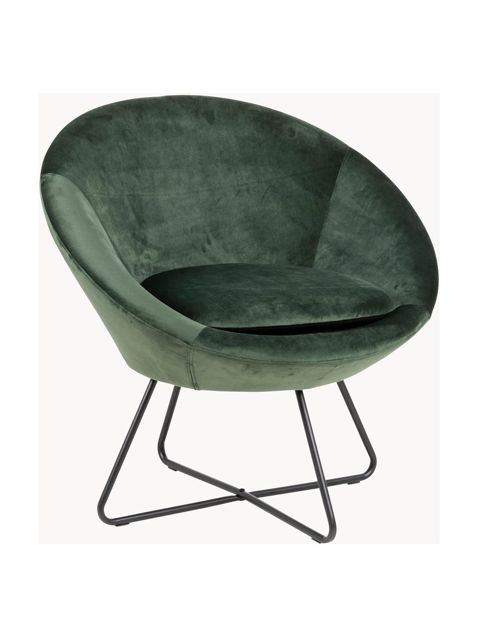 Fauteuil cocktail en velours Center, Velours vert foncé, larg. 82 x prof. 71 cm