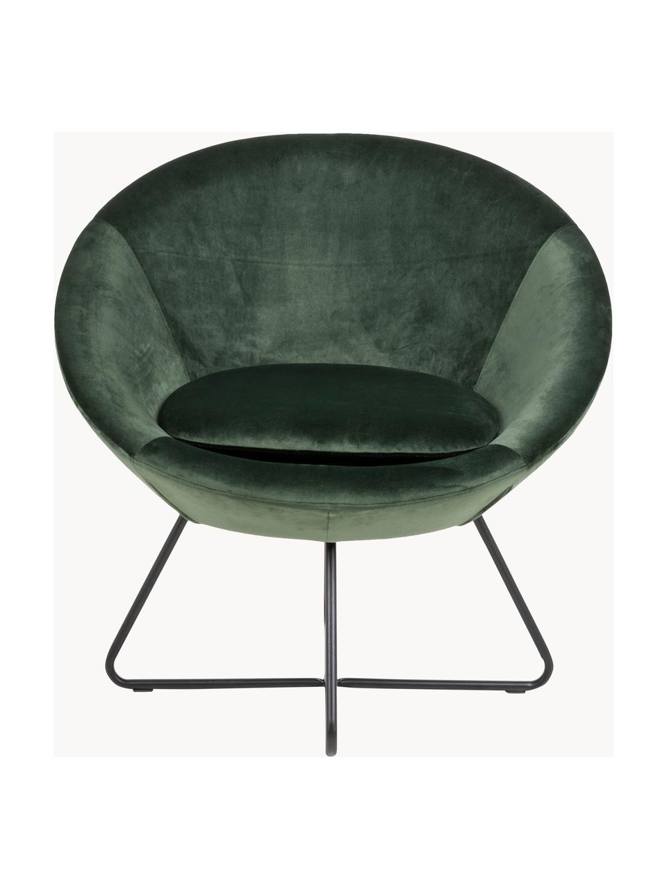 Sillón cóctel de terciopelo Center, Tapizado: terciopelo de poliéster A, Estructura: metal con pintura en polv, Terciopelo verde oscuro, An 82 x F 71 cm