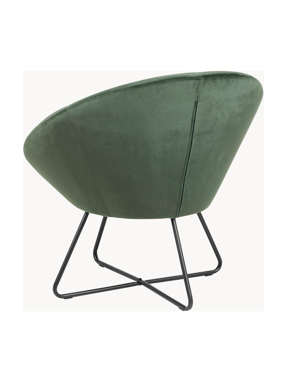 Fauteuil cocktail en velours Center, Velours vert foncé, larg. 82 x prof. 71 cm