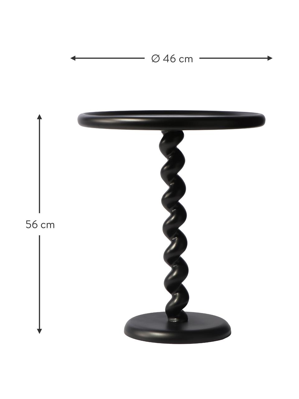 Kulatý odkládací stolek Twister, Hliník s práškovým nástřikem, Černá, Ø 46 cm, V 56 cm