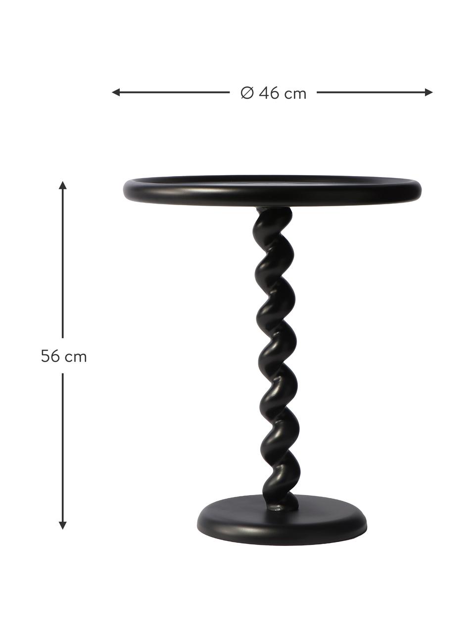 Runder Beistelltisch Twister, Aluminium, pulverbeschichtet, Schwarz, Ø 46 x H 56 cm