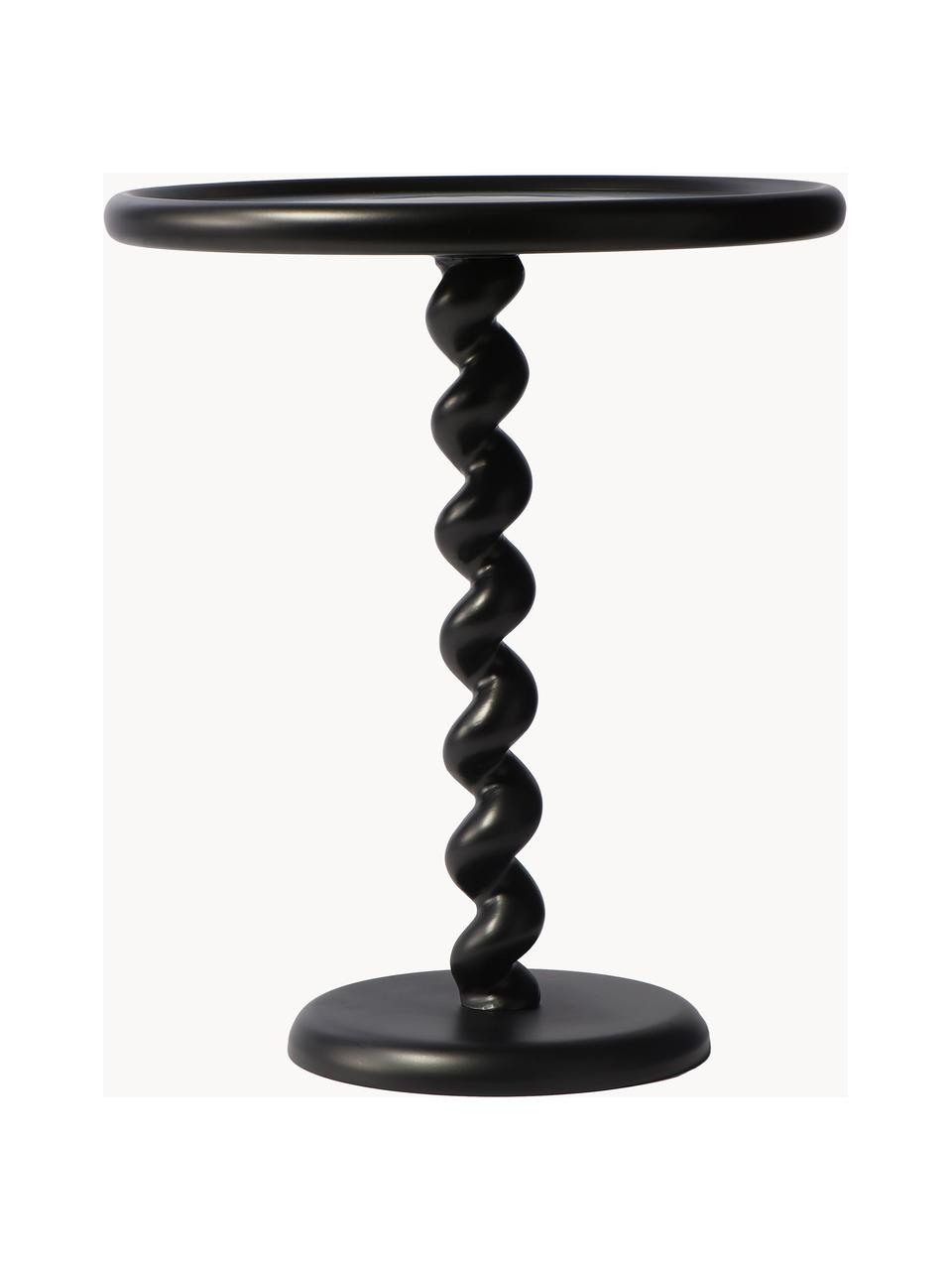 Runder Beistelltisch Twister, Aluminium, pulverbeschichtet, Schwarz, Ø 46 x H 56 cm