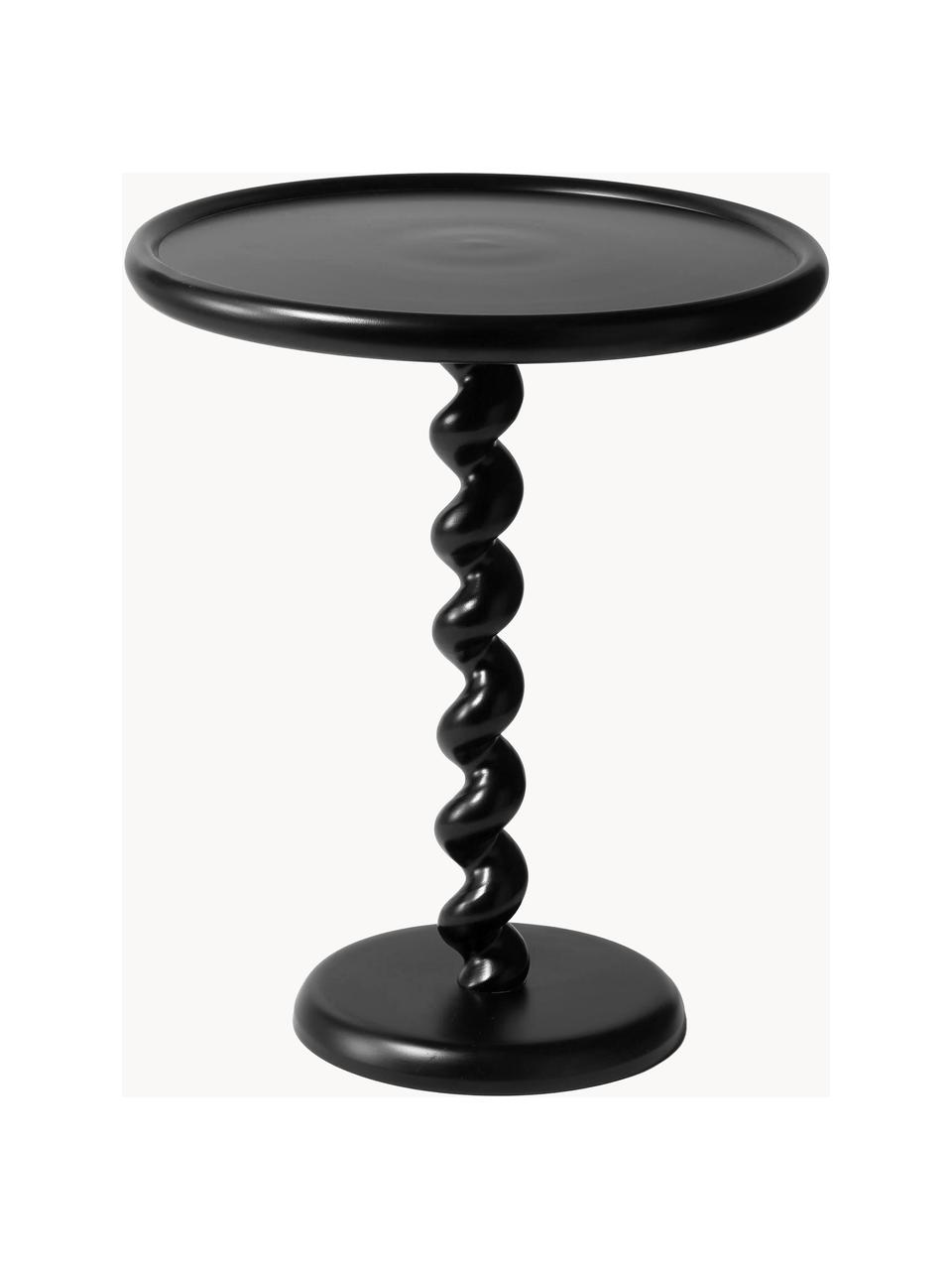 Runder Beistelltisch Twister, Aluminium, pulverbeschichtet, Schwarz, Ø 46 x H 56 cm