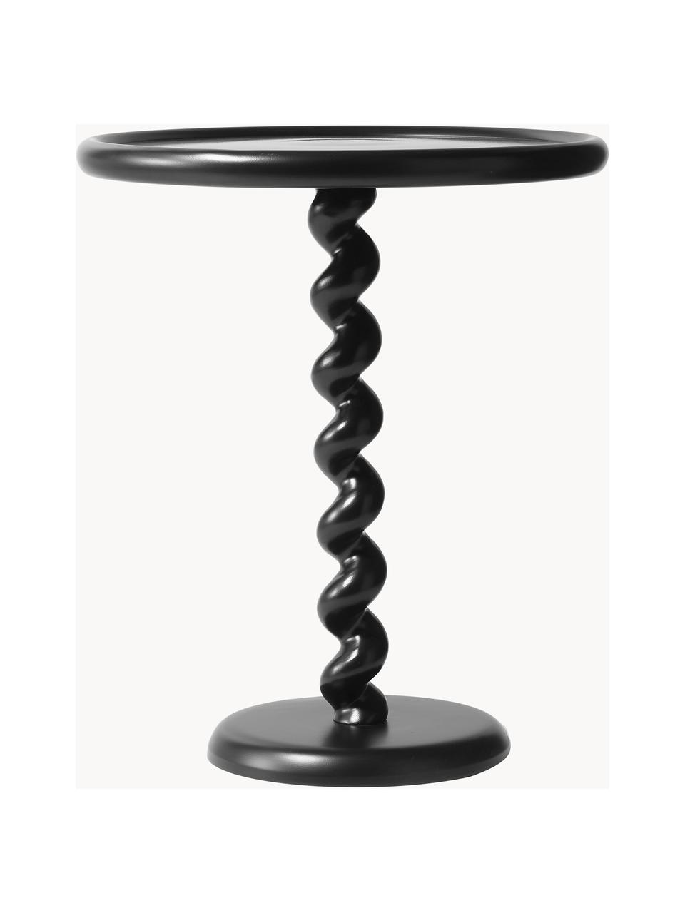 Runder Beistelltisch Twister, Aluminium, pulverbeschichtet, Schwarz, Ø 46 x H 56 cm