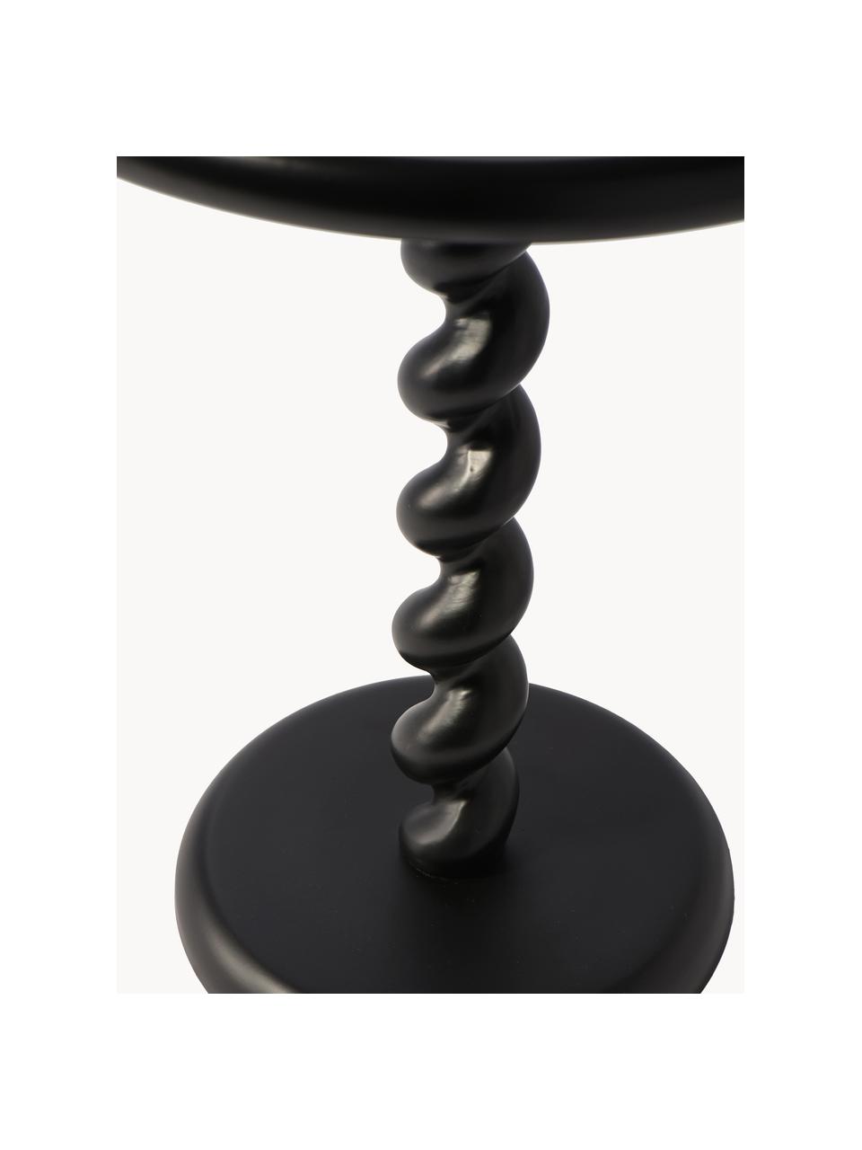 Runder Beistelltisch Twister, Aluminium, pulverbeschichtet, Schwarz, Ø 46 x H 56 cm