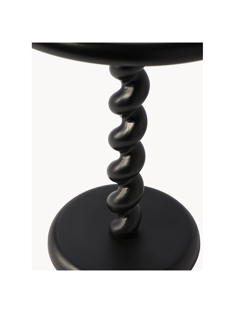 Tavolino rotondo Twister, Alluminio laccato a polvere, Nero, Ø 46 x Alt. 56 cm