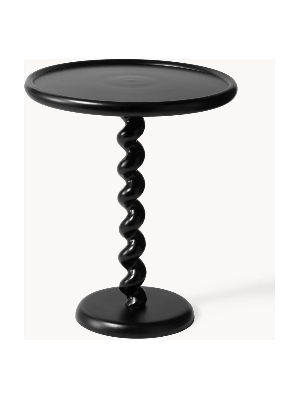 Runder Beistelltisch Twister, Aluminium, pulverbeschichtet, Schwarz, Ø 46 x H 56 cm