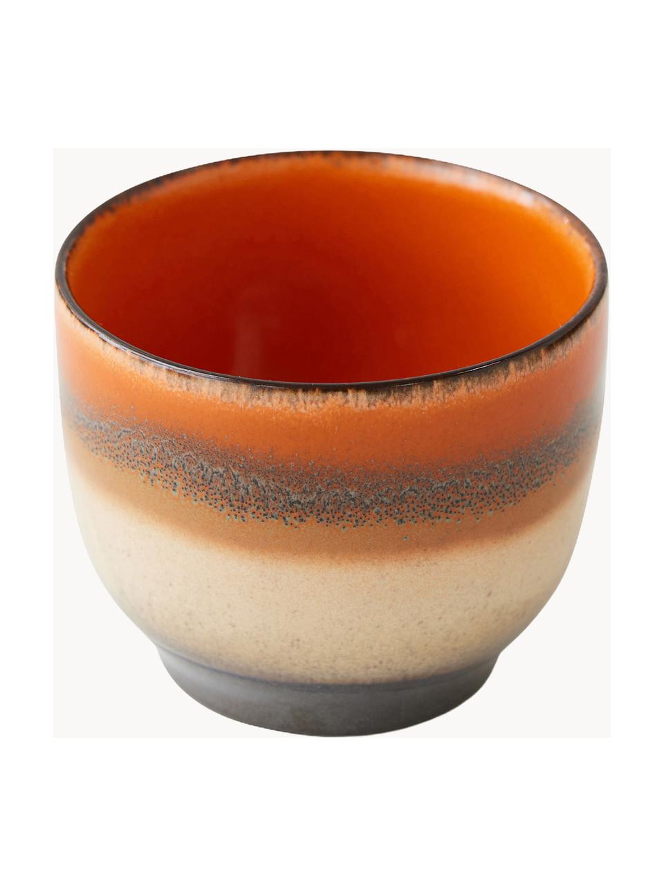 Tasses à café artisanales en céramique 70's, 4 pièces, Céramique, Tons bruns, blanc cassé, Ø 8 x haut. 7 cm, 230 ml