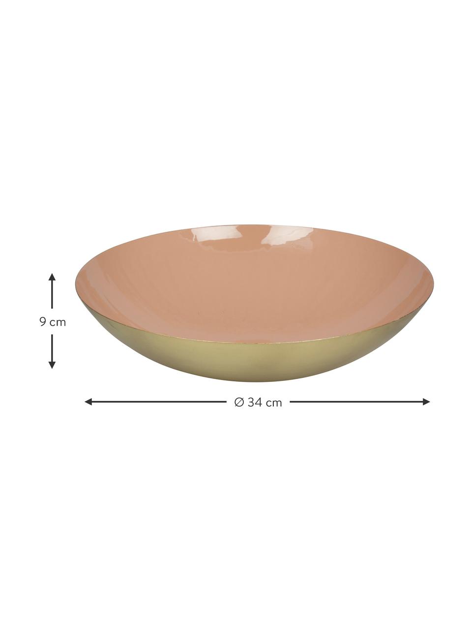 Servierschale Julienne, Ø 34 cm, Metall, beschichtet, Innen: Pfirsichfarben Außen: Goldfarben, Ø 34 x H 9 cm