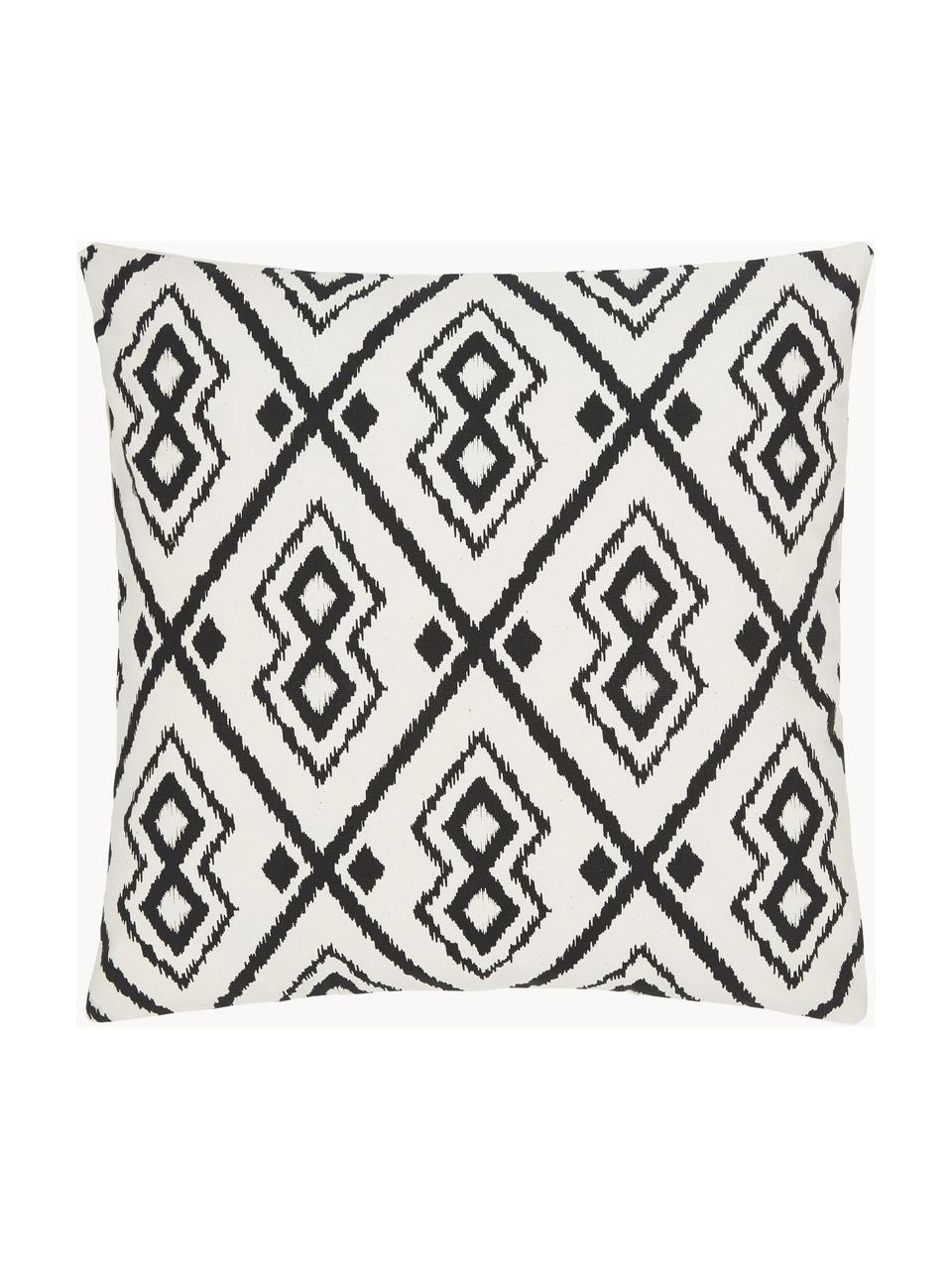 Poszewka na poduszkę w stylu boho Delilah, 100% bawełna, Biały, czarny, S 45 x D 45 cm
