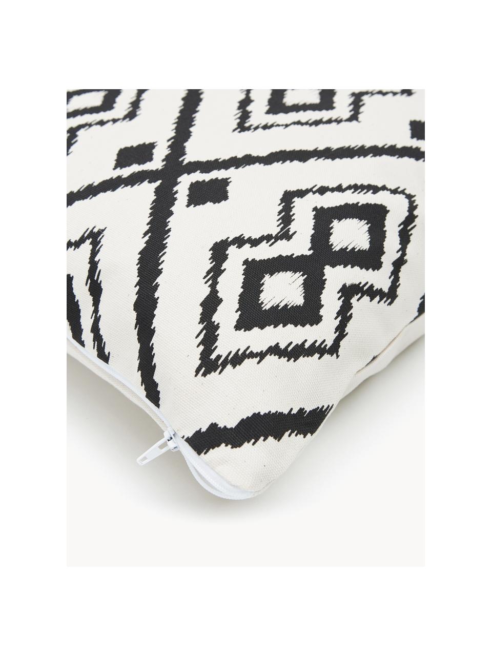 Housse de coussin 45x45 bohème Delilah, 100 % coton, Blanc, noir, larg. 45 x long. 45 cm