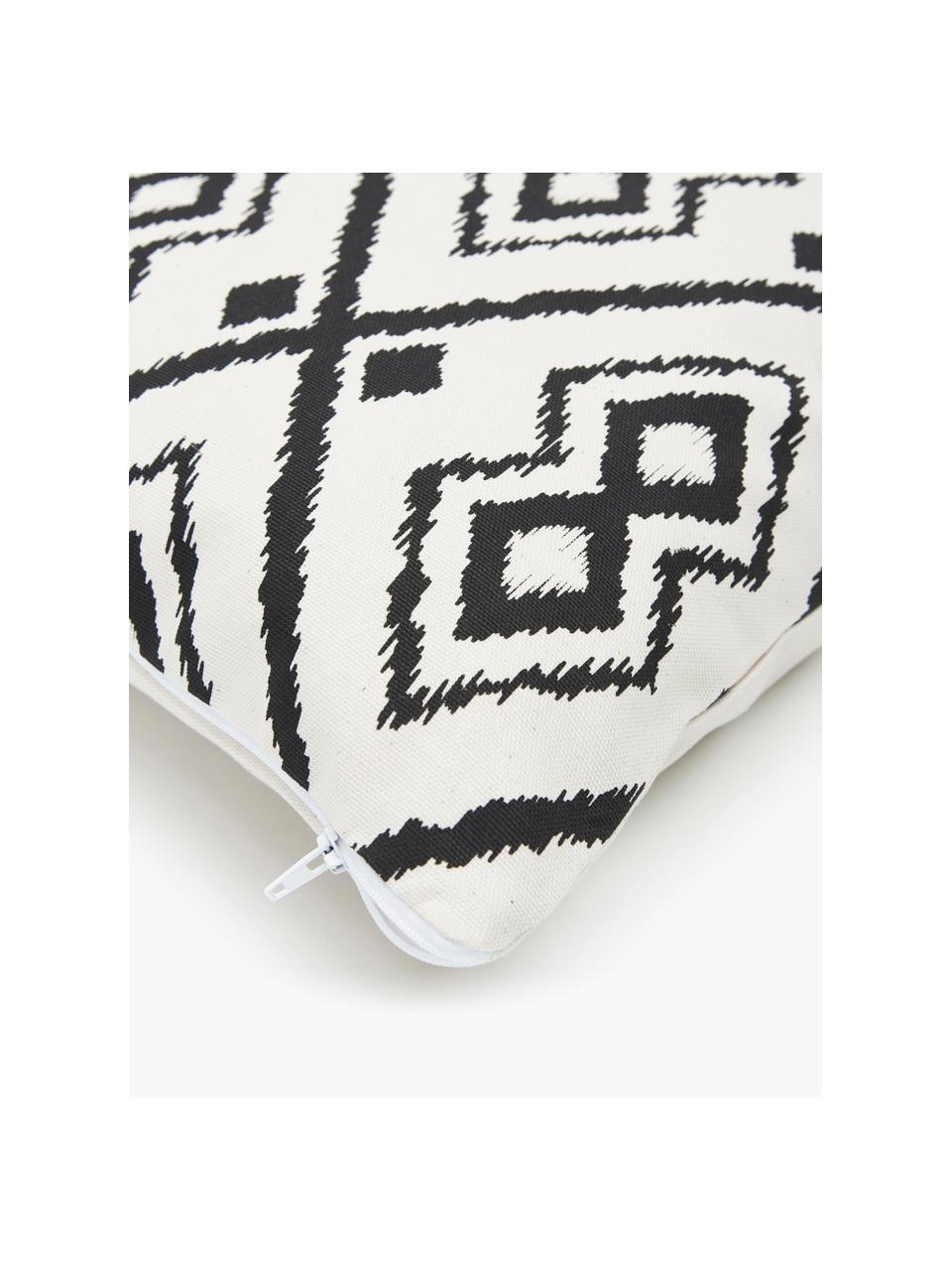 Povlak na polštář v boho stylu Delilah, 100 % bavlna, Bílá, černá, Š 45 cm, D 45 cm