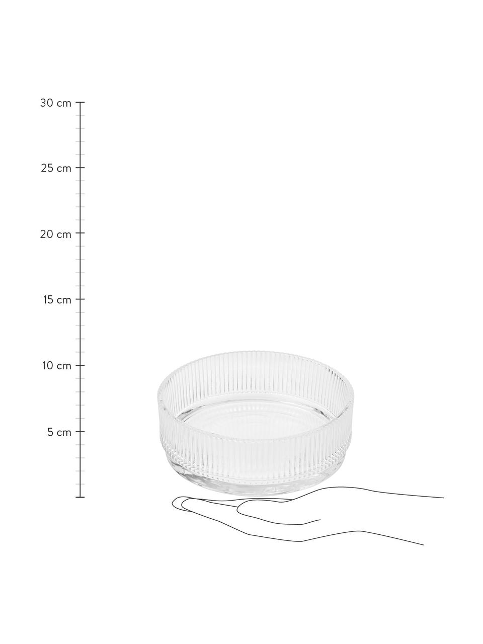 Glazen serveerschaal Pilastro met groefreliëf, Glas, Transparant, Ø 15 cm