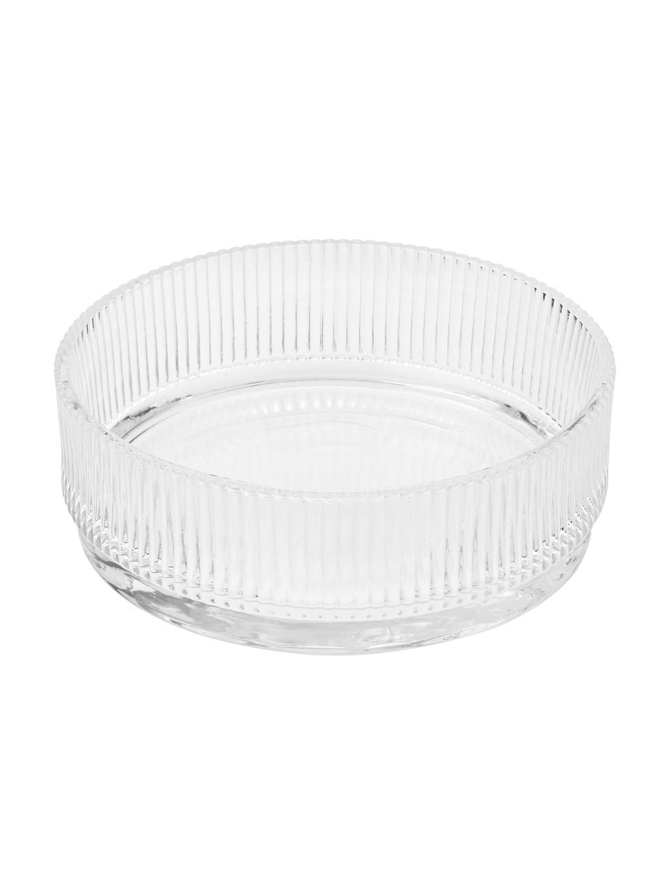 Glazen serveerschaal Pilastro met groefreliëf, Glas, Transparant, Ø 15 cm