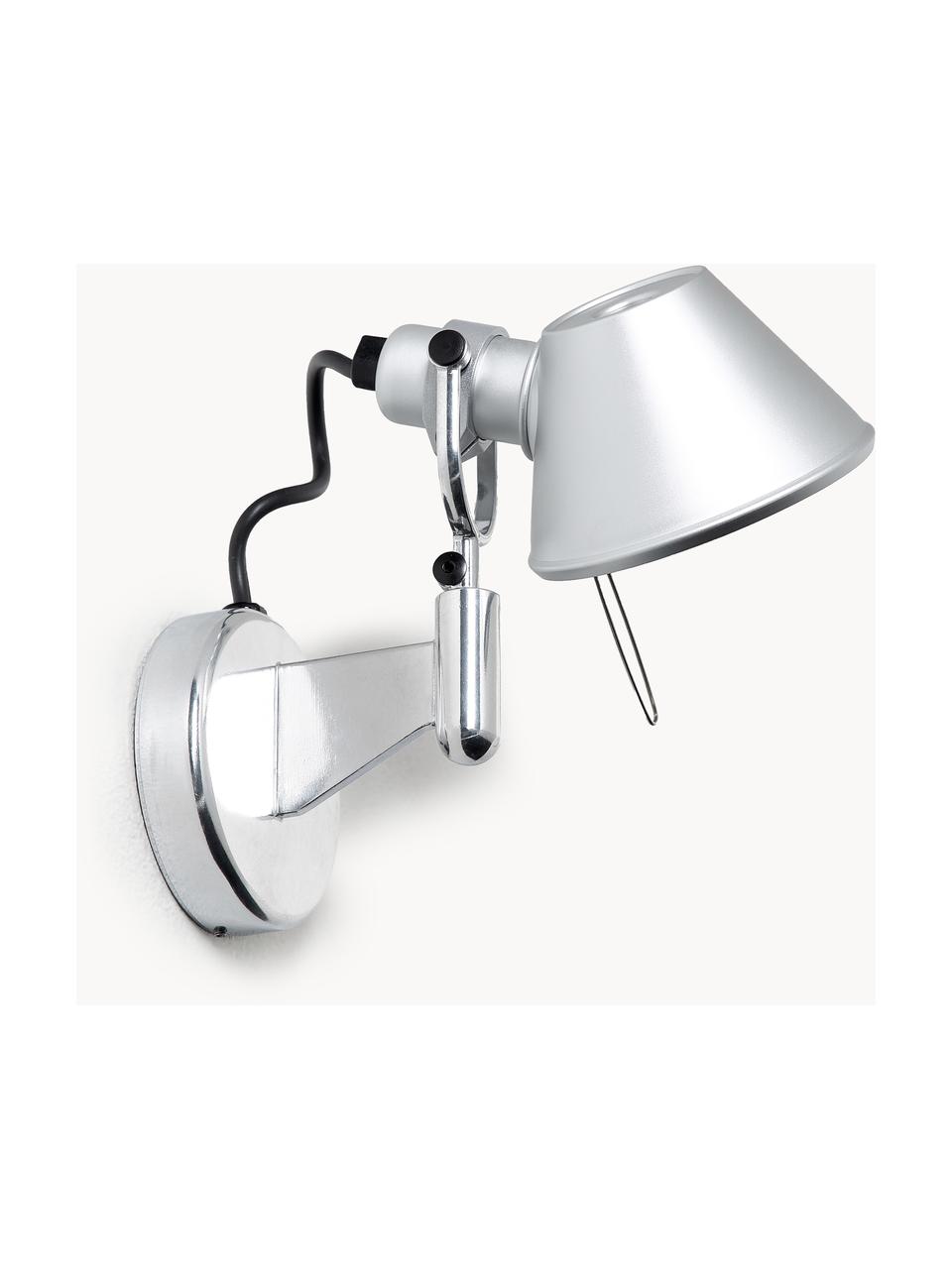 Spot mural Tolomeo Micro Faretto, réglable, Aluminium, enduit, Argenté, larg. 21 x haut. 20 cm