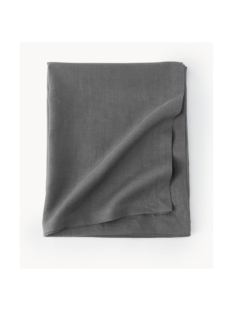Mantel de lino Ruta, Gris oscuro, De 6 a 8 comensales (L 250 x An 130 cm)