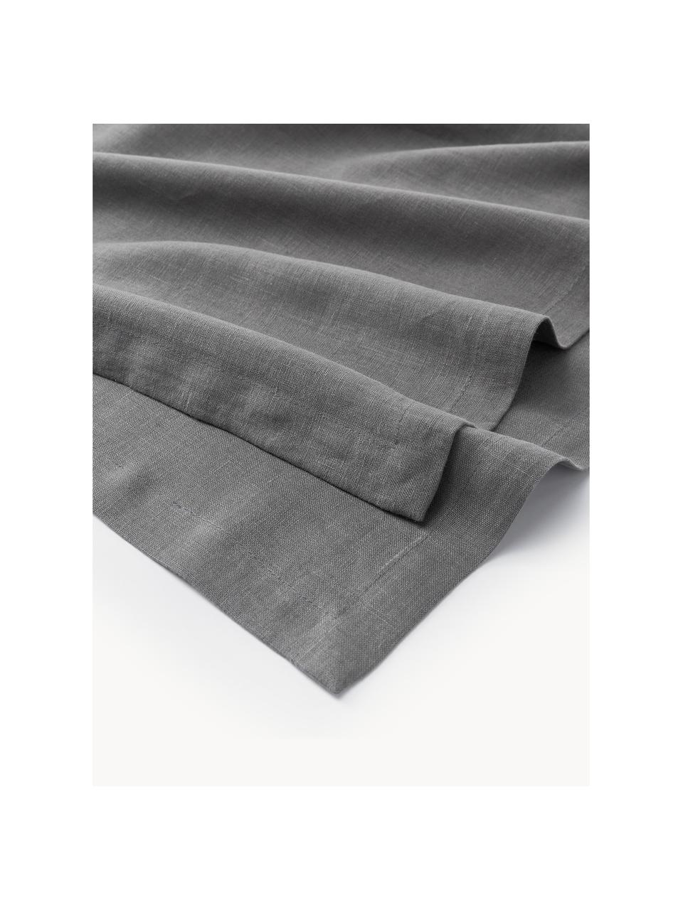 Mantel de lino Ruta, Gris oscuro, De 4 a 6 comensales (L 170 x An 130 cm)