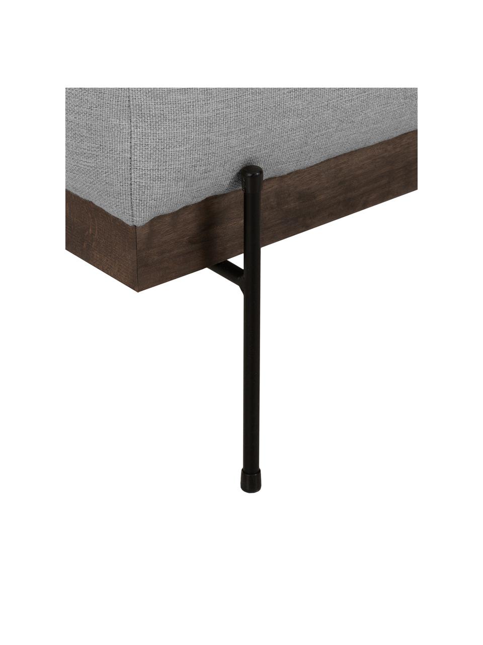 Sofa-Hocker Brooks mit Metall-Füßen, Bezug: Polyester Der hochwertige, Gestell: Massives Kiefernholz, FSC, Rahmen: Lackiertes Kiefernholz, F, Füße: Metall, pulverbeschichtet, Webstoff Grau, B 80 x H 43 cm