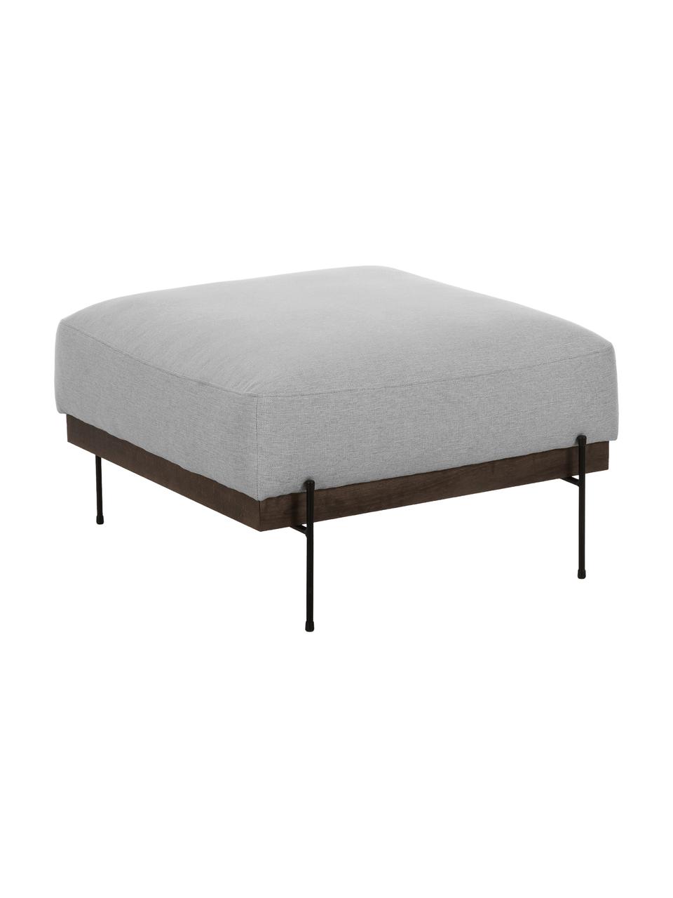 Voetenbank Brooks met metalen poten, Bekleding: polyester, Frame: massief grenenhout, Frame: grenenhout, gelakt, Poten: gepoedercoat metaal, Geweven stof grijs, B 80 x H 43 cm