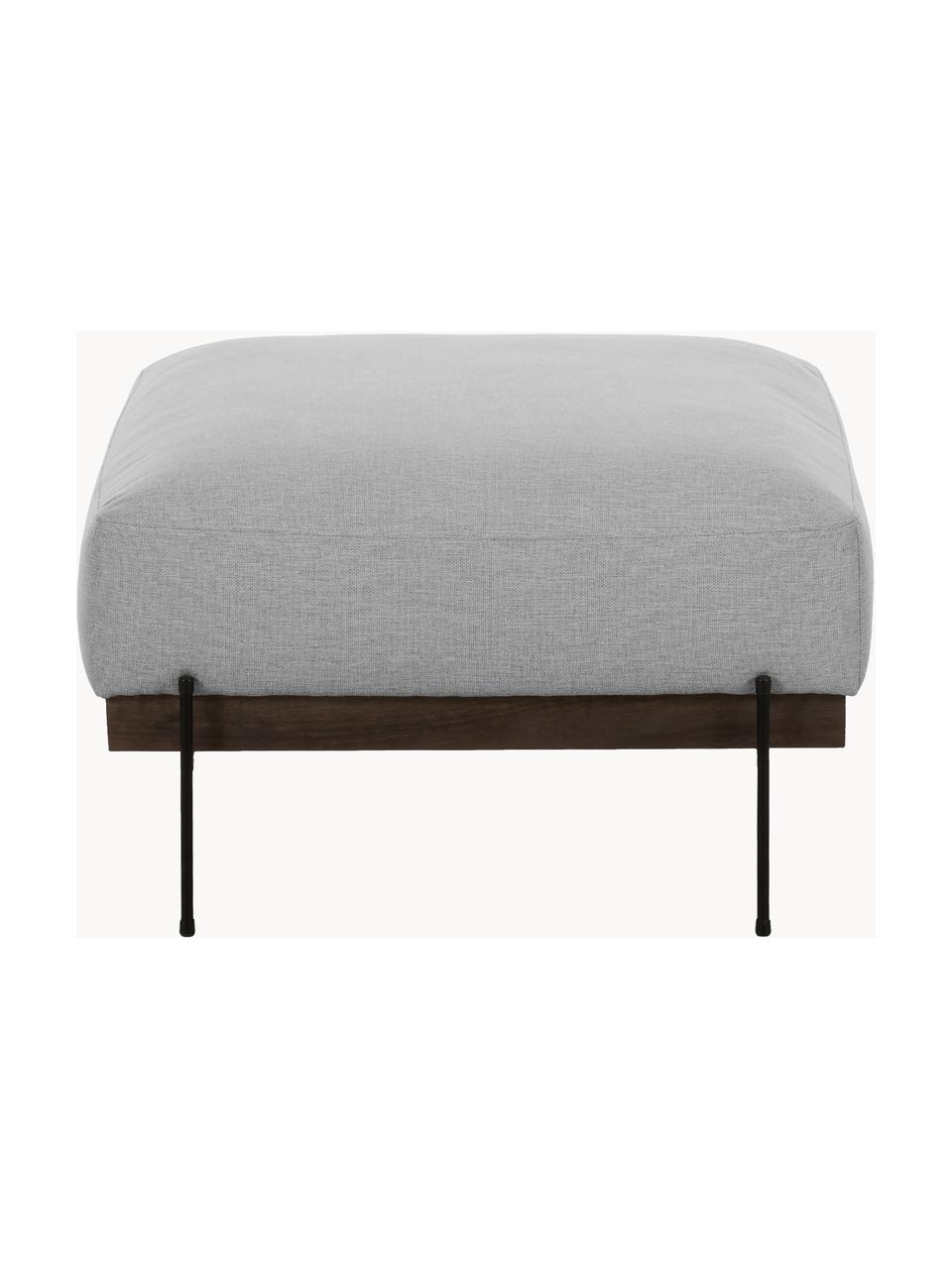 Sofa-Hocker Brooks mit Metall-Füßen, Bezug: Polyester Der hochwertige, Gestell: Massives Kiefernholz, Rahmen: Lackiertes Kiefernholz, Füße: Metall, pulverbeschichtet, Webstoff Grau, B 80 x H 43 cm