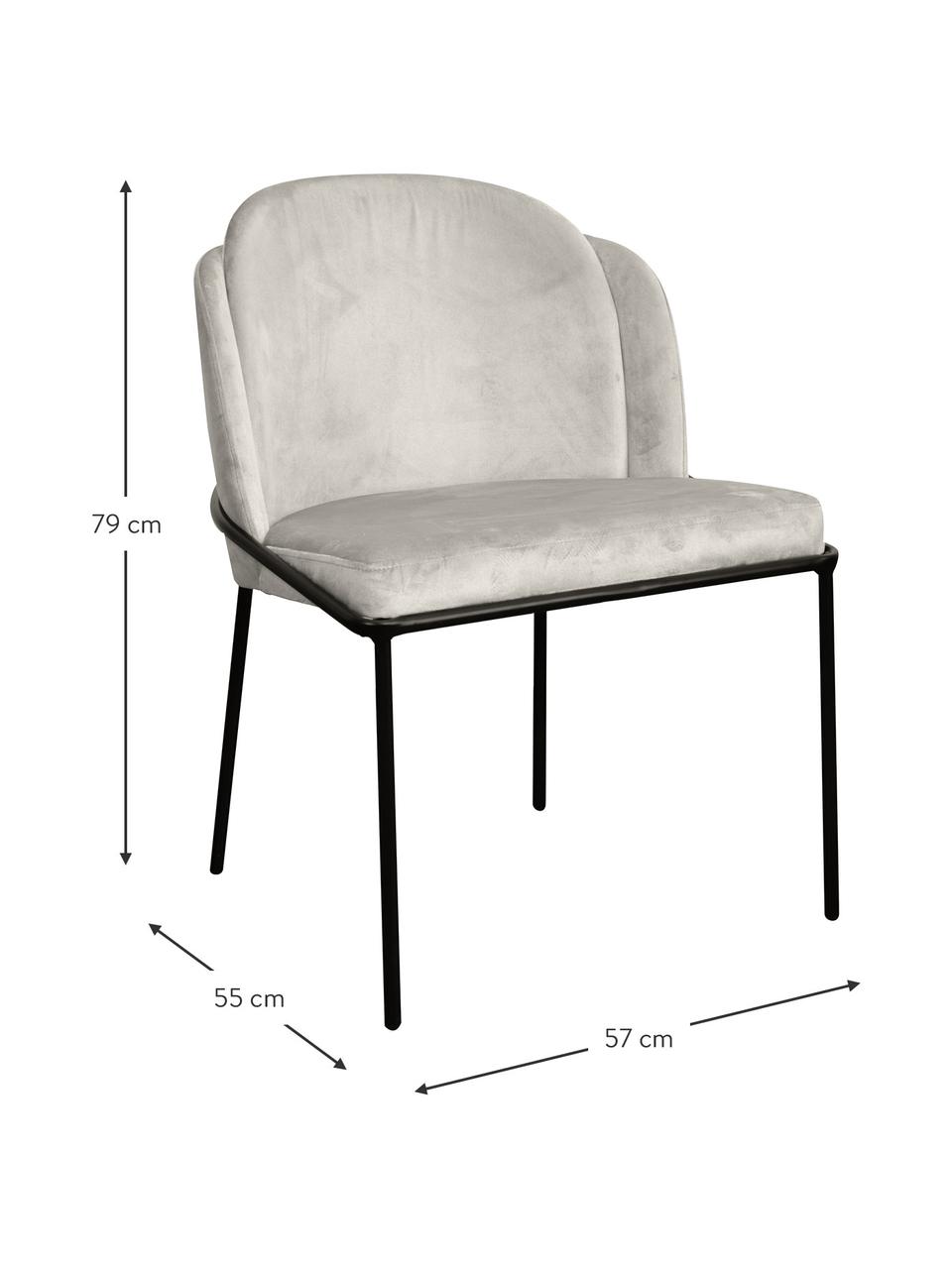 Stolička so zamatovým čalúnením Polly, Zamatová hnedosivá, nohy čierna, Š 57 x H 55 cm