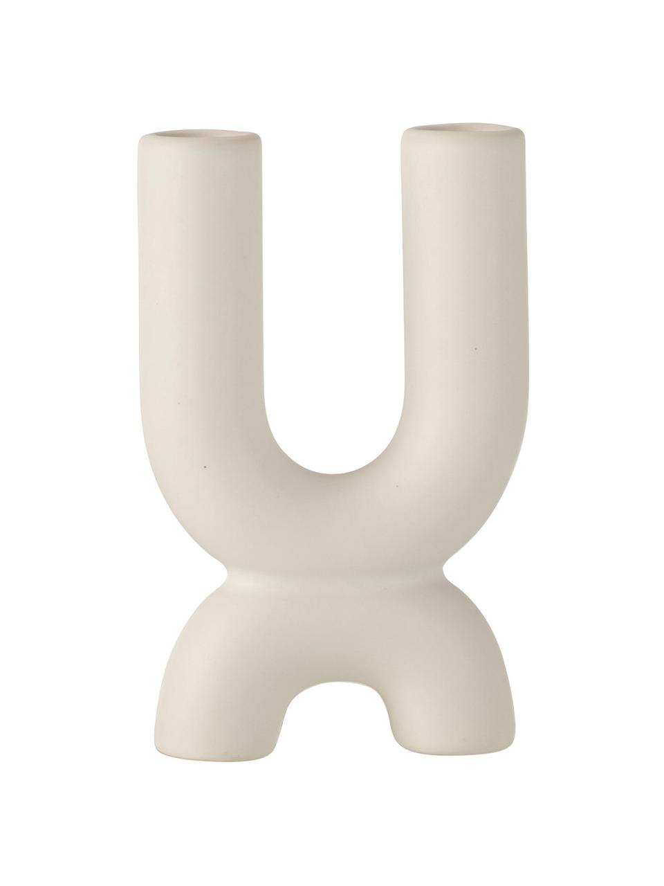 Keramik-Kerzenhalter Double, Keramik, Weiß, B 11 x H 18 cm