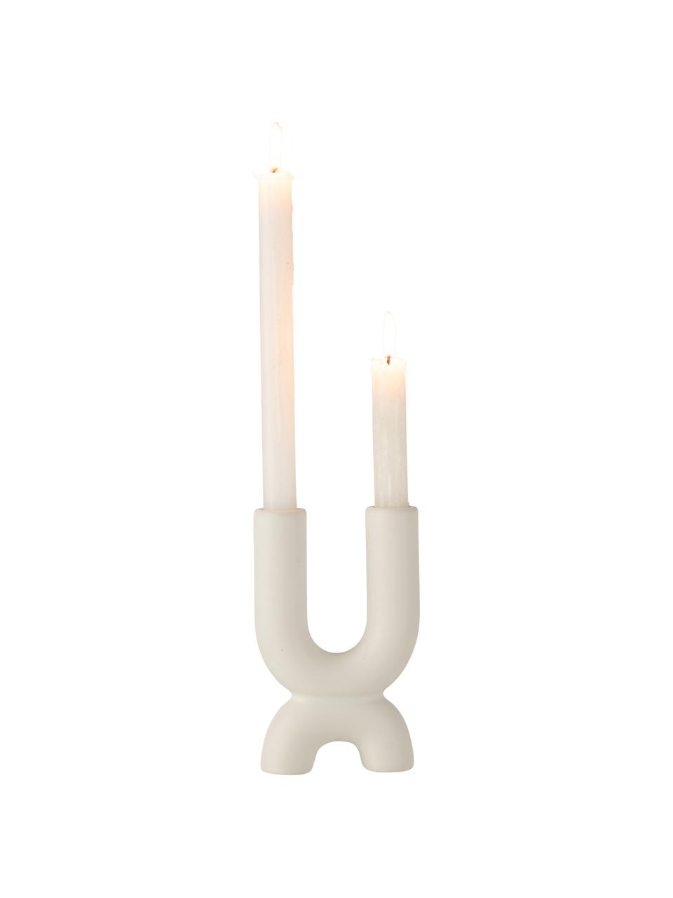 Candelabro in ceramica Double, Ceramica, Bianco, Larg. 11 x Alt. 18 cm