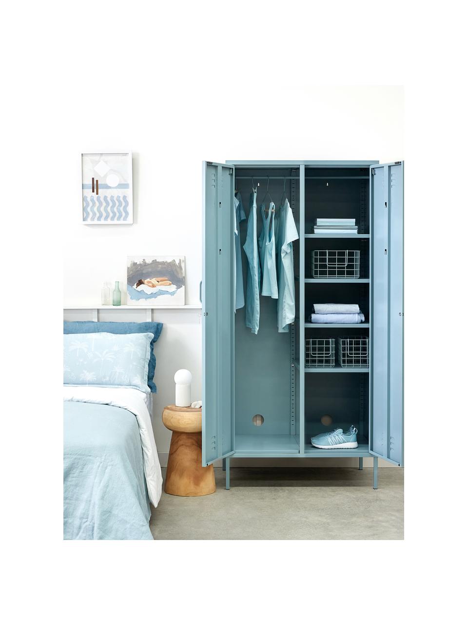 Opbergmanden The Baskets, set van 3, Gepoedercoat staal, Lichtblauw, Set met verschillende formaten