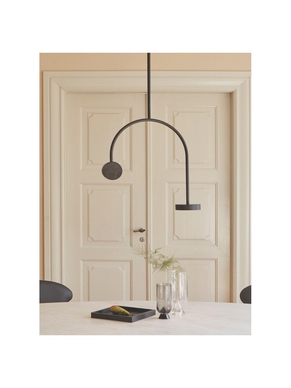 Suspension LED en marbre Grasil, Noir, marbré, larg. 56 x haut. 97 cm