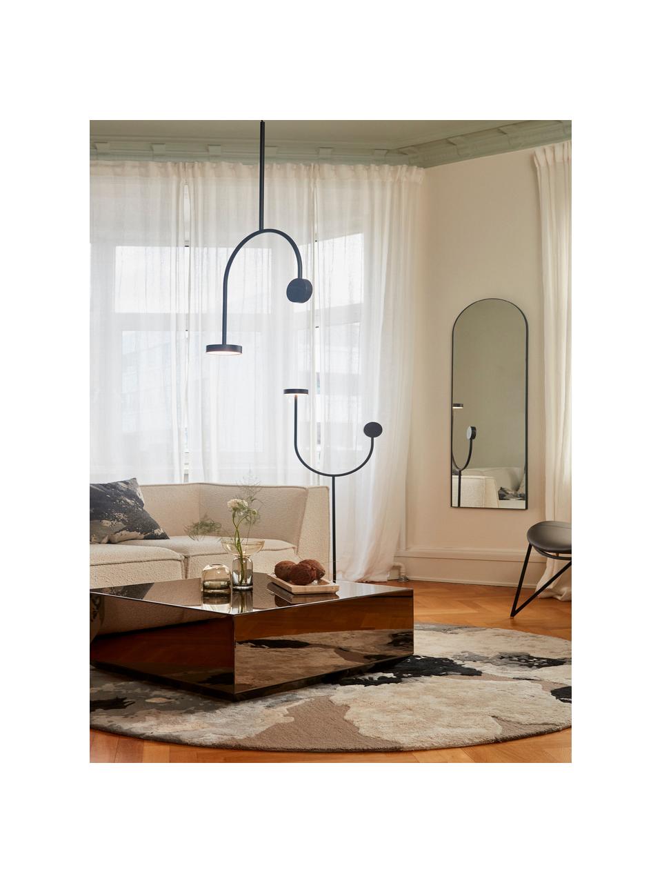 LED hanglamp Grasil van marmer, Frame: gecoat metaal, Decoratie: marmer, Zwart, gemarmerd, B 56 x H 97 cm