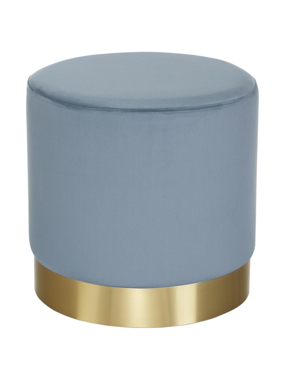 Samt-Hocker Orchid, Bezug: Samt (100 % Polyester) De, Rahmen: Sperrholz, Samt Hellblau, Goldfarben, Ø 38 x H 38 cm