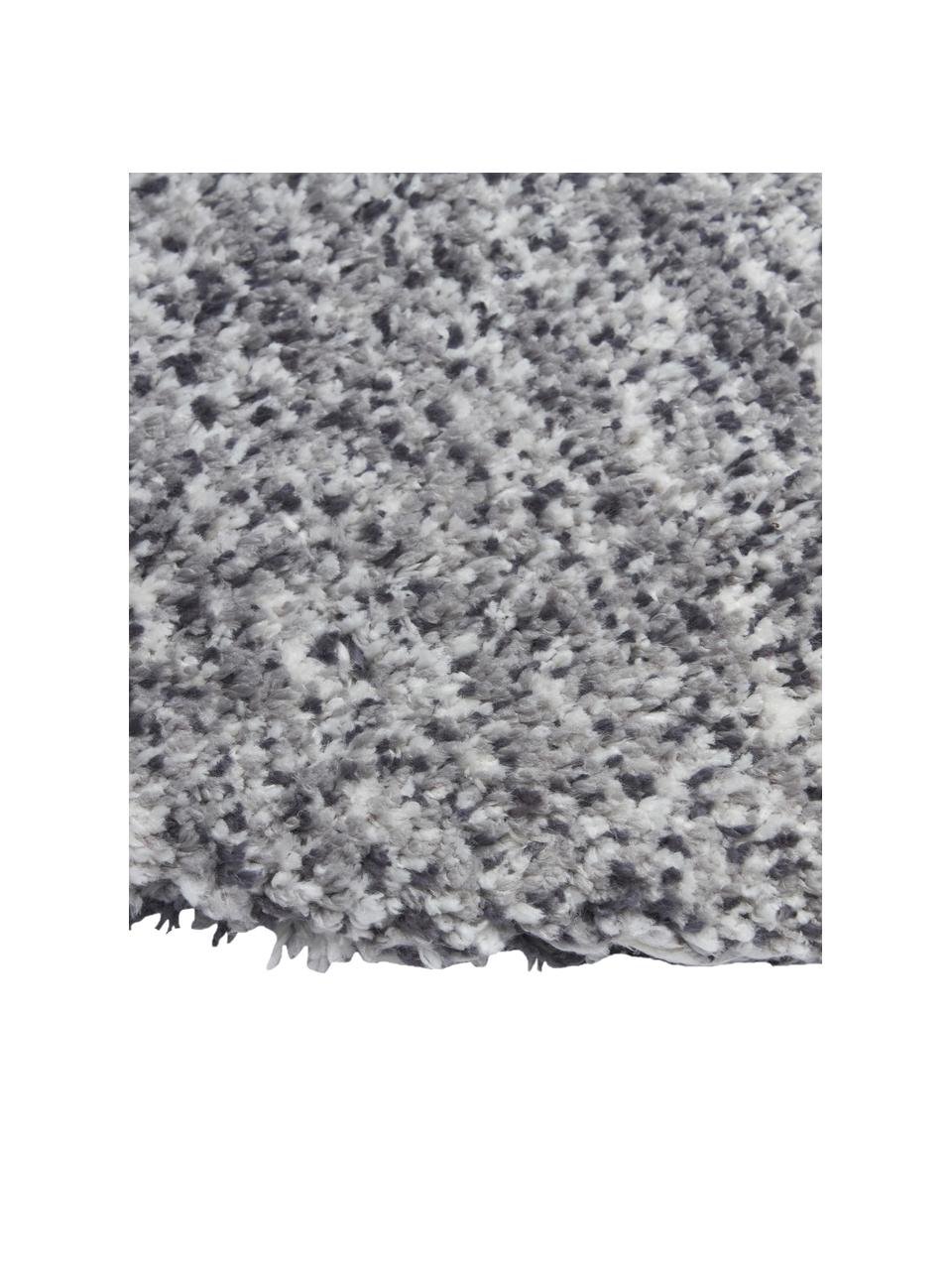 Fluffy rond hoogpolig vloerkleed Marsha in grijs, Grijs, wit, B Ø 120 cm (maat S)