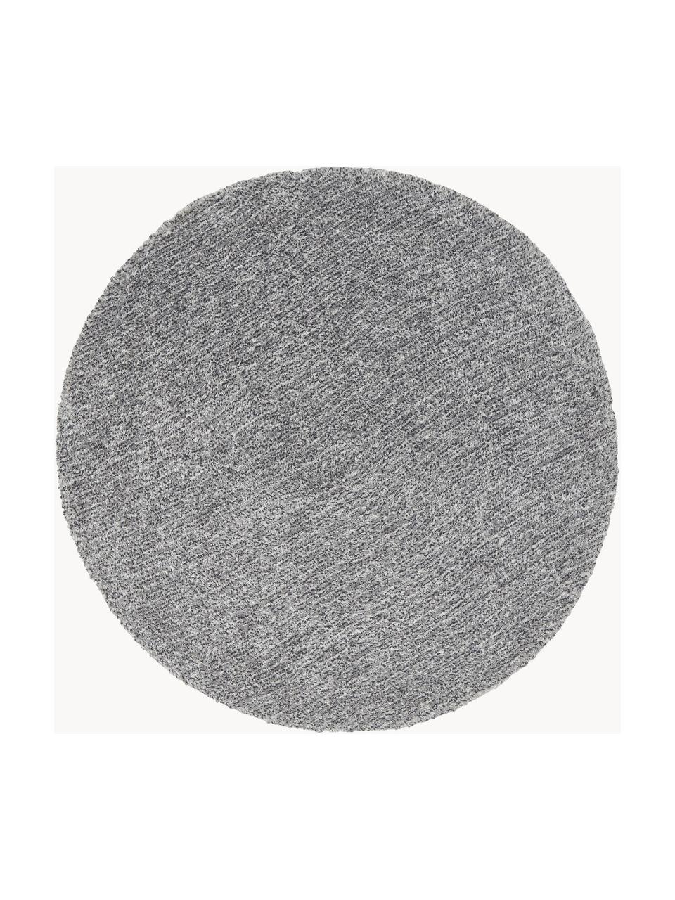 Flauschiger runder Hochflor-Teppich Marsha, Rückseite: 55 % Polyester, 45 % Baum, Grau, Ø 120 cm (Grösse S)