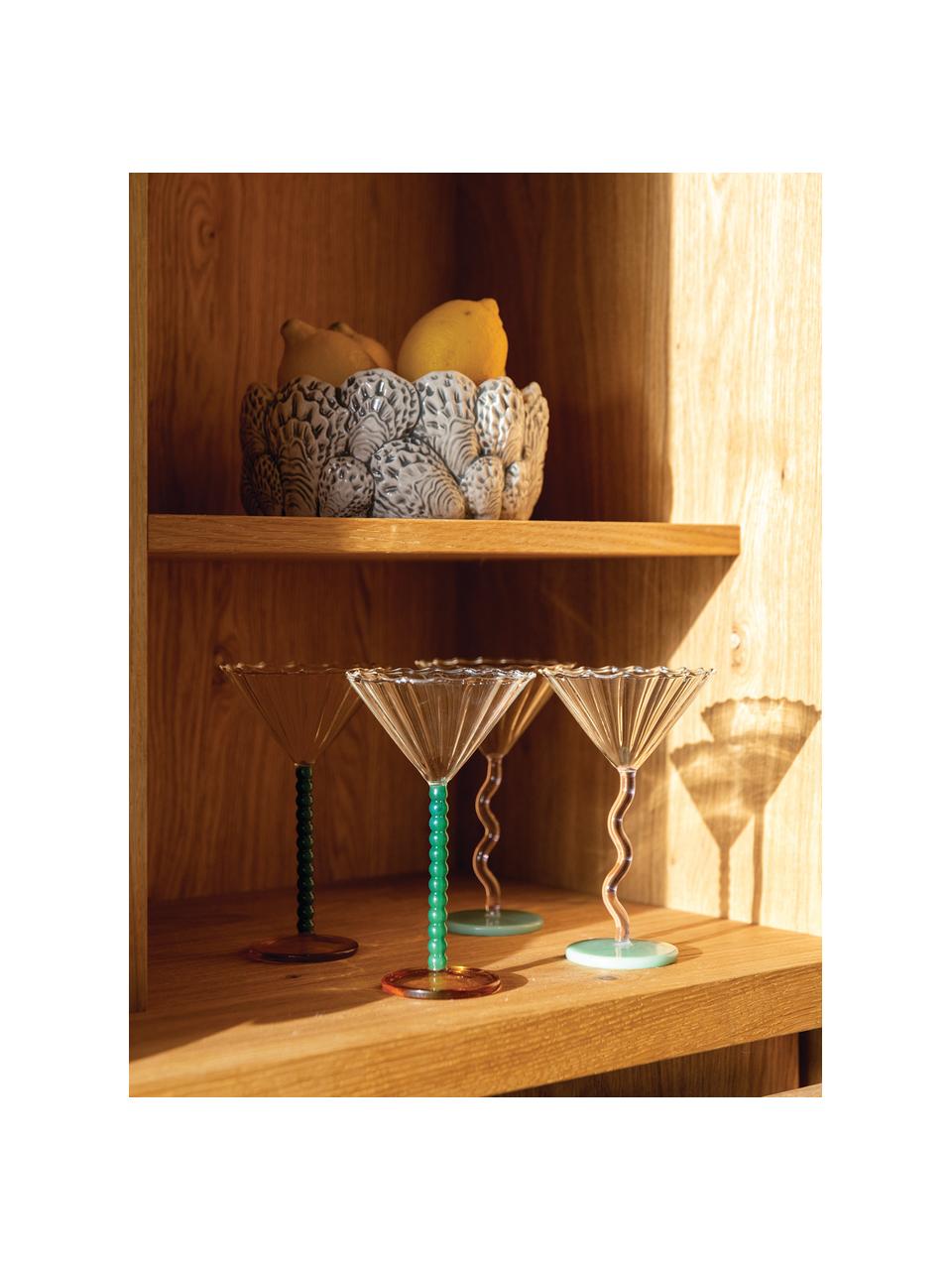 BicchierI da cocktail in vetro borosilicato Perle 2 pz, Vetro borosilicato, Trasparente, verde scuro, arancione, Ø 17 x Alt. 10 cm, 150 ml