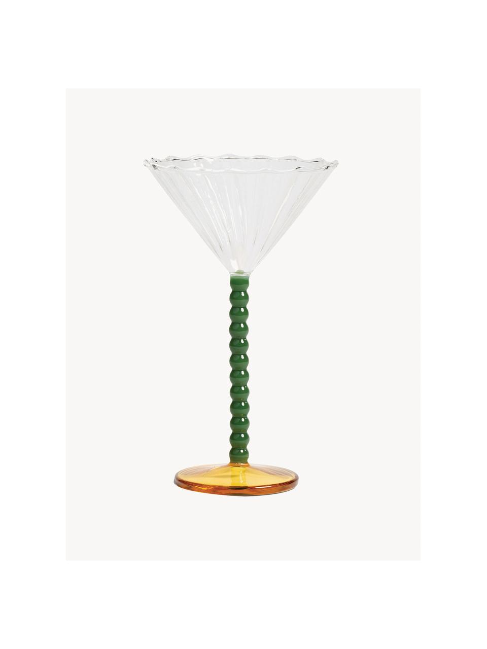Cocktailglazen Perle uit borosilicaatglas, 2 stuks, Borosilicaatglas, Transparant, donkergroen, oranje, Ø 17 x H 10 cm, 150 ml