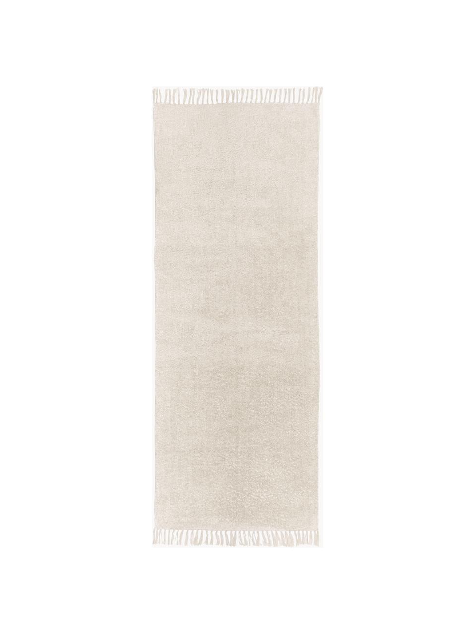 Okrúhly koberec z bavlny so strapcami Daya, Krémovobiela, Š 80 x D 200 cm