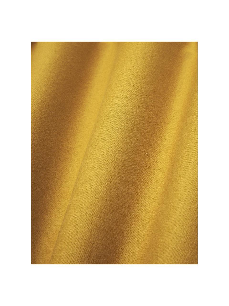 Flanelové napínací prostěradlo na kontinentální postel Biba, Hořčicově žlutá, Š 200 cm, D 200 cm, V 35 cm