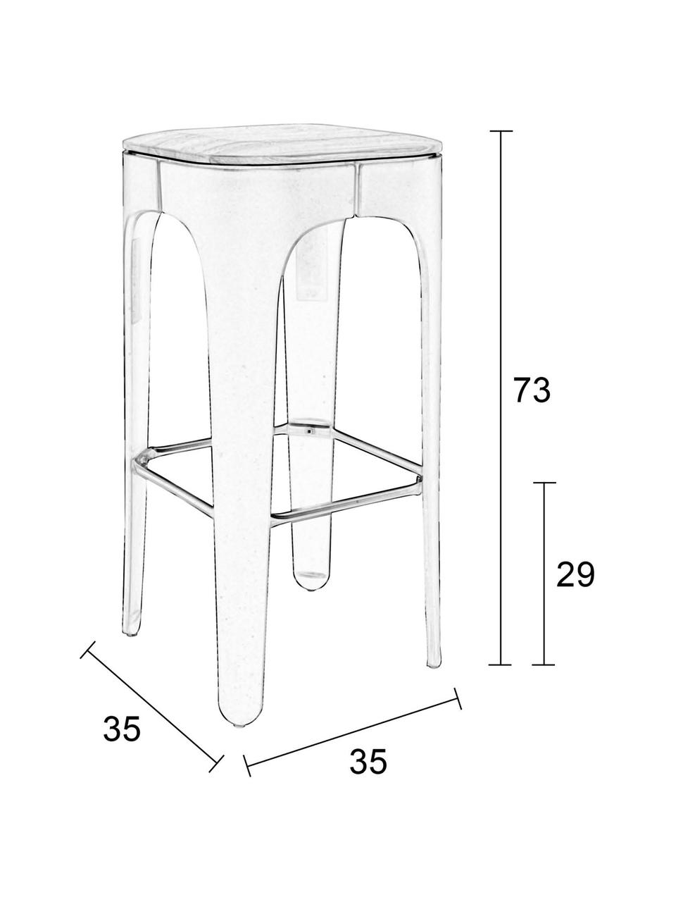 Barkruk Up-High, Zitvlak: massief essenhout, Poten: mat gelakt polypropyleen, Zitvlak: essenhoutkleurig. Poten: zwart. Voetsteun: zwart, 35 x 73 cm