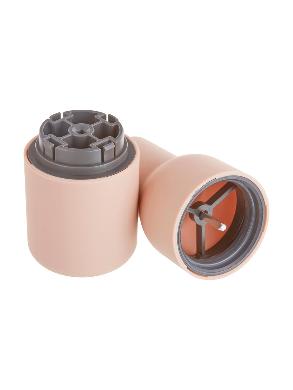Komplet młynków do soli i pieprzu Bottle Grinder, 2 elem., Korpus: tworzywo sztuczne, Odcienie różowego, drewno orzecha włoskiego, Ø 8 x W 21 cm