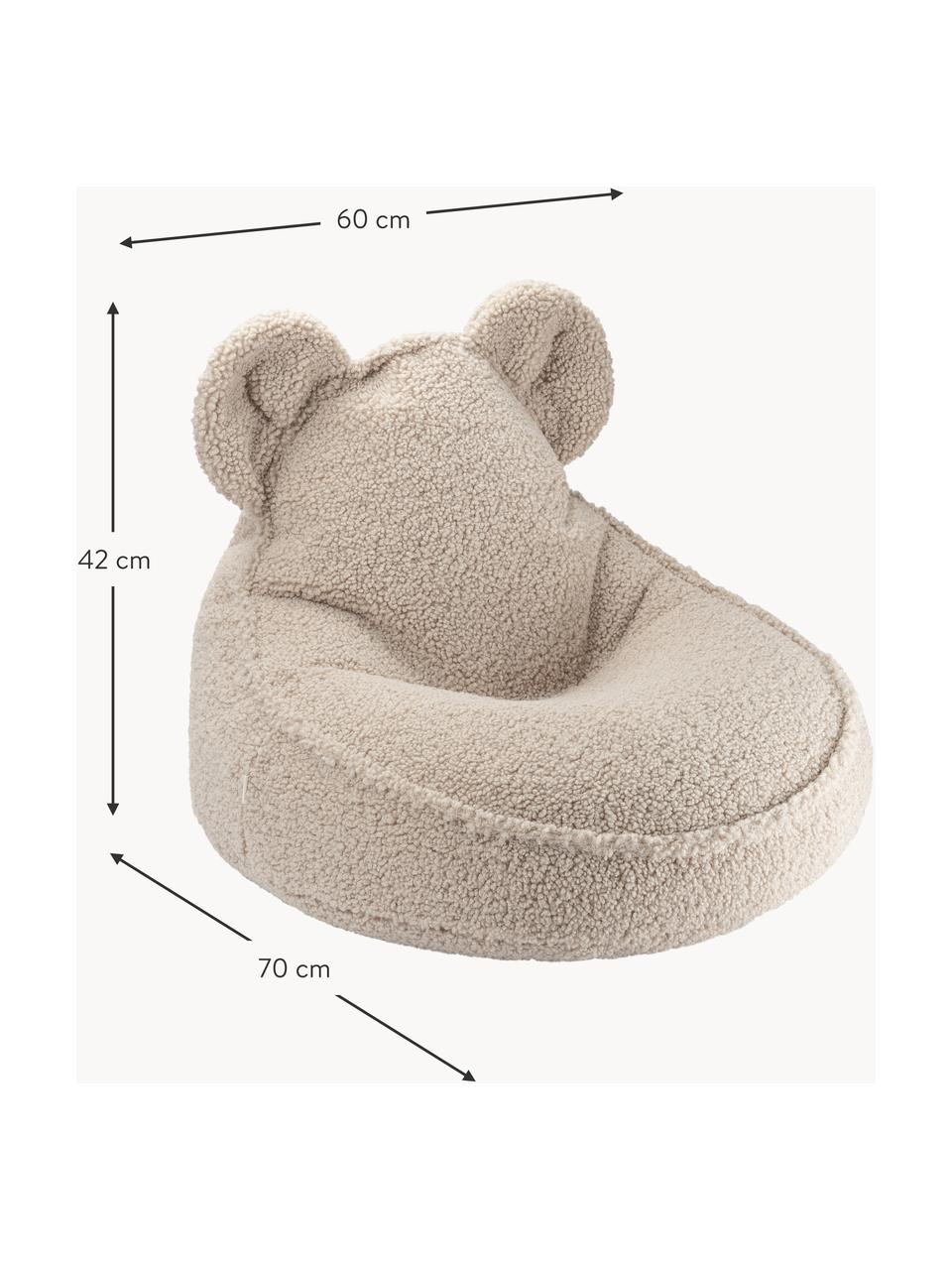 Pouf pour enfants en peluche Bear, Peluche beige clair, larg. 60 x prof. 70 cm