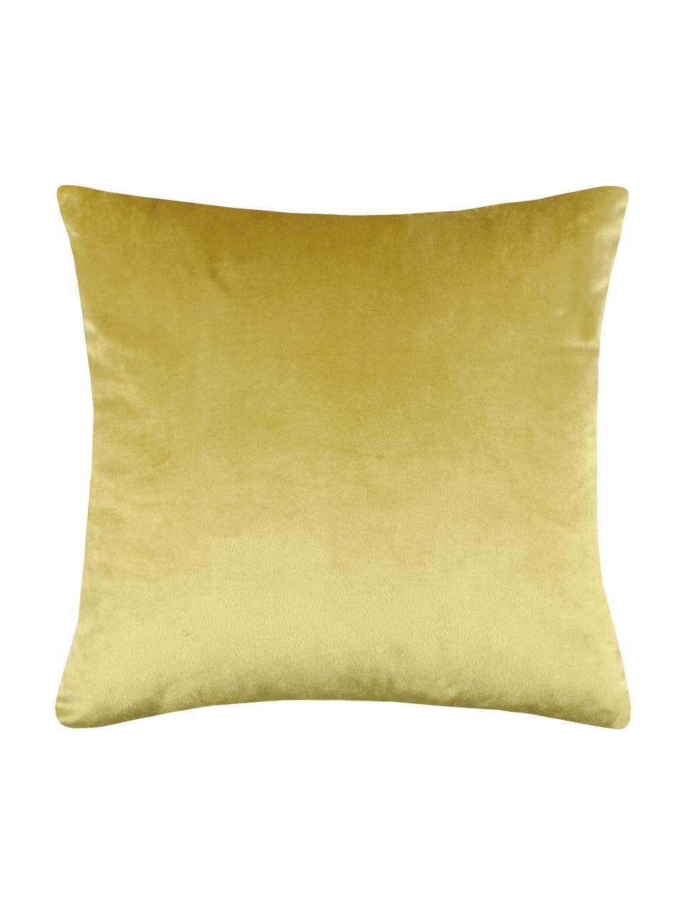 Poszewka na poduszkę z aksamitu Ibarra, Poliester, Żółty, biały, S 45 x D 45 cm