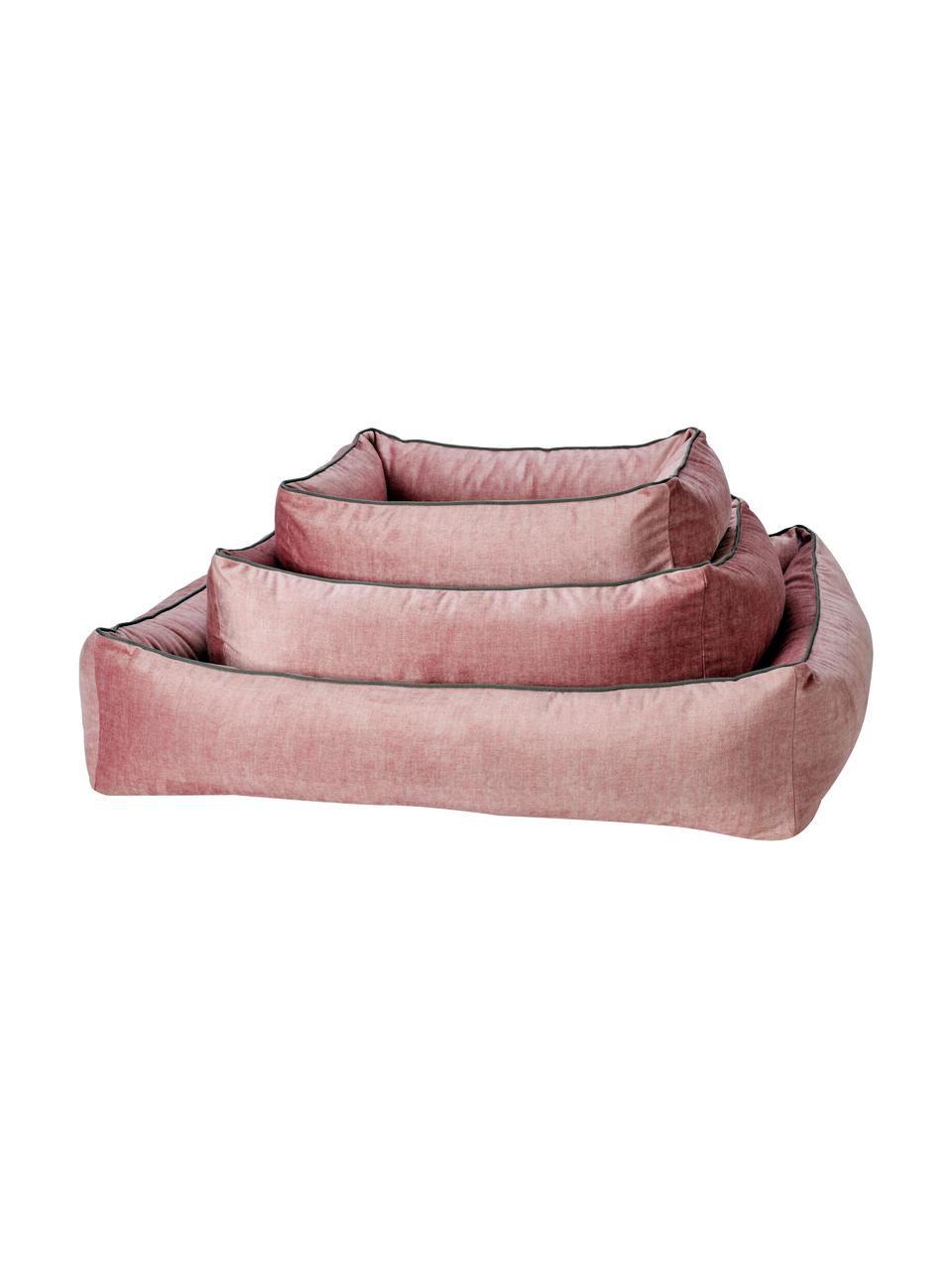 Panier en velours pour chien Glam, tailles variées, Vieux rose, gris foncé, larg. 68 x prof. 55 cm